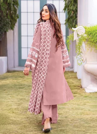 Mauve Georgette Salwar Suit With Embroidered Work For Women