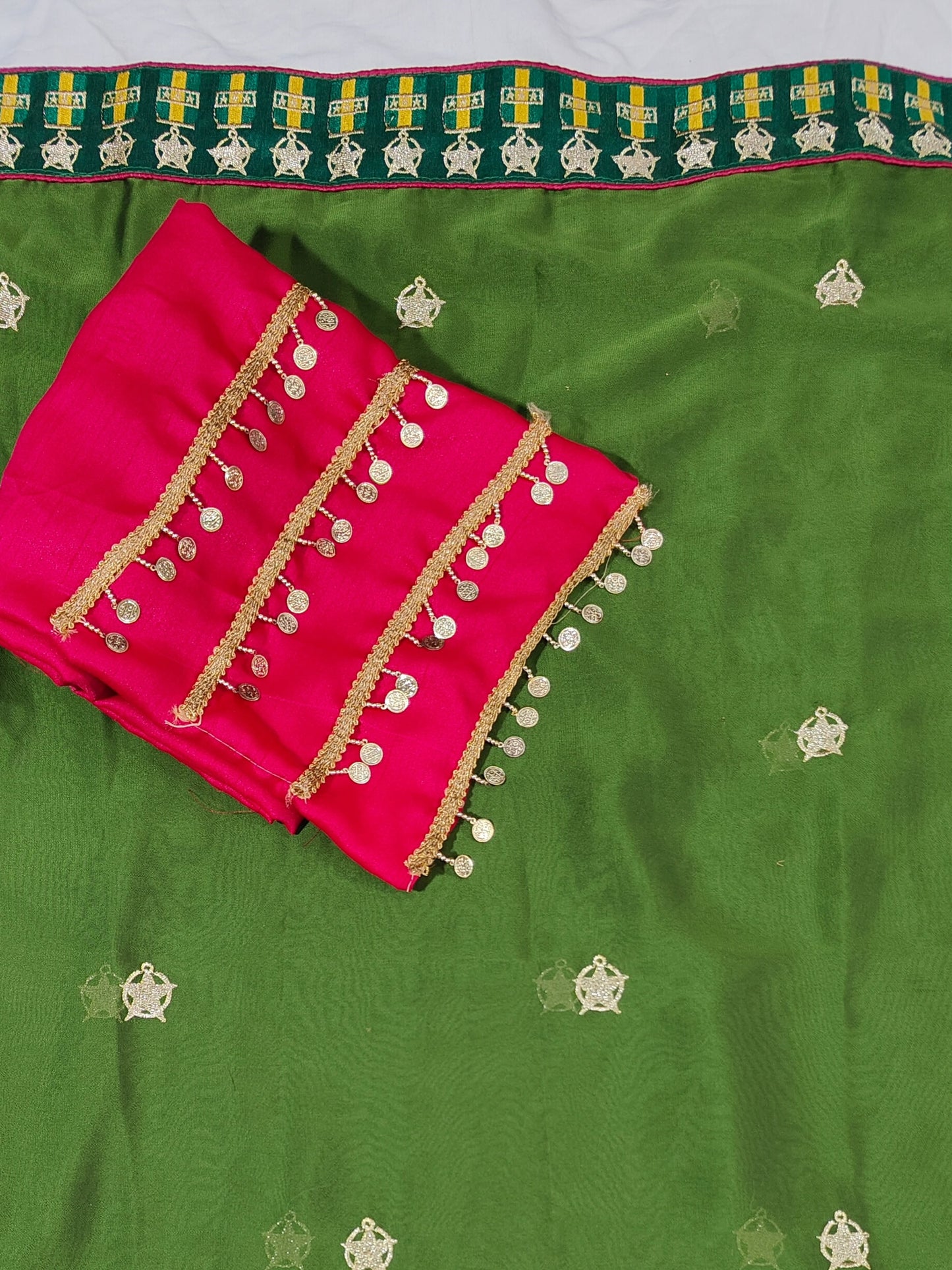 BSF Green Fauji Ki Faujan Premium Edition Theme Saree