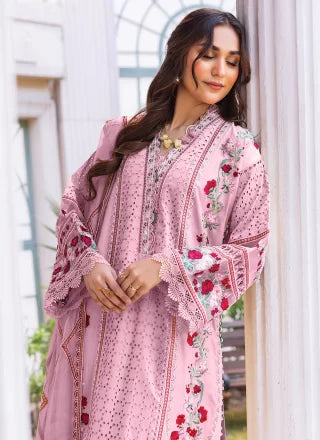 Pink Georgette Pakistani Salwar Suit With Embroidered Work