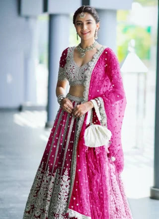 Explore Same Color Explore Category Explore Trending Rani Net Diamond, Embroidered And Sequins Work Lehenga Choli For Women