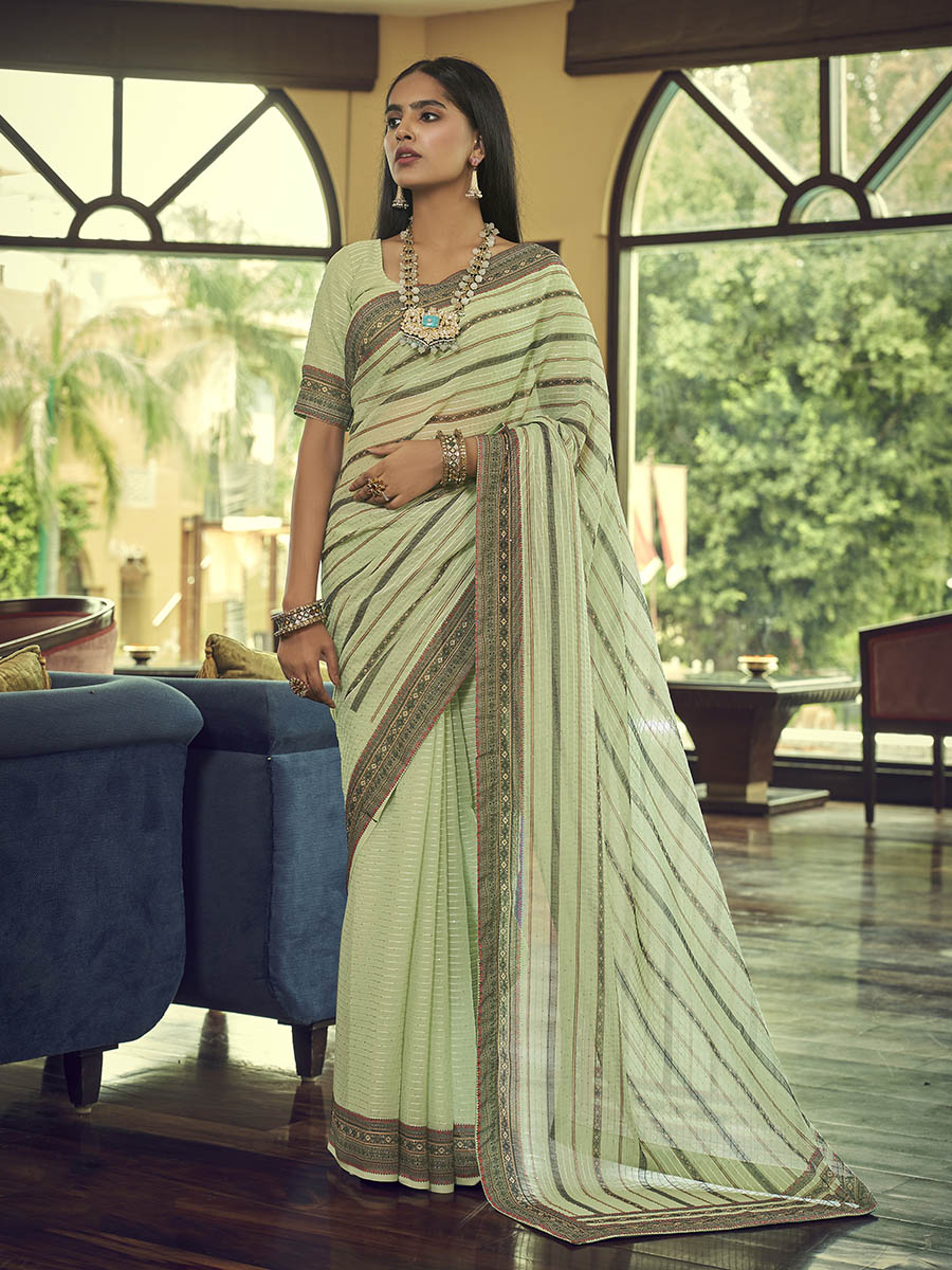 Multicolour Gorgette Designer Saree