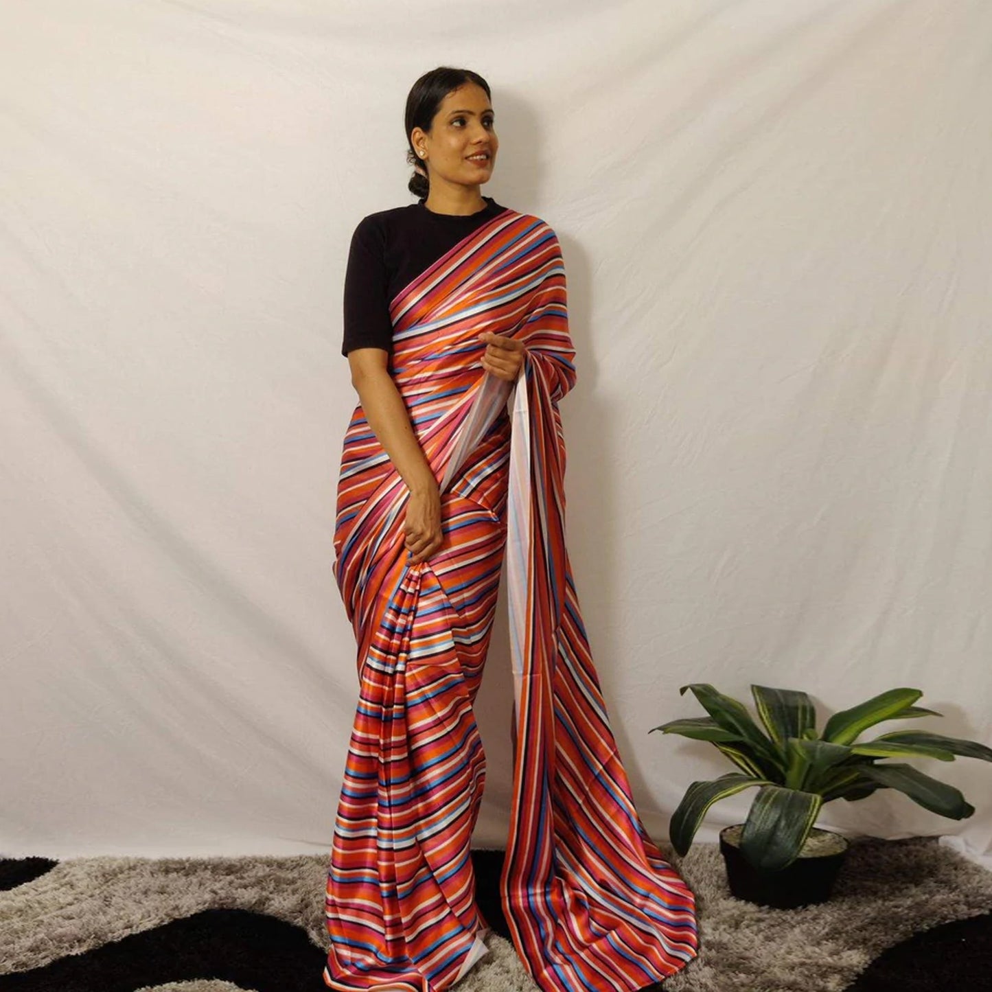 Ready to wear Japan Satin Silk Saree