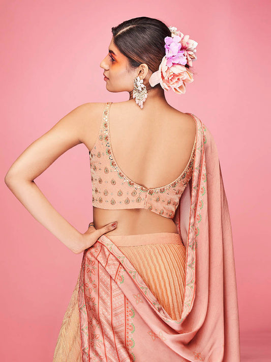 ऑरेंज आर्ट सिल्क कढ़ाई डिजाइनर लेहेंगा