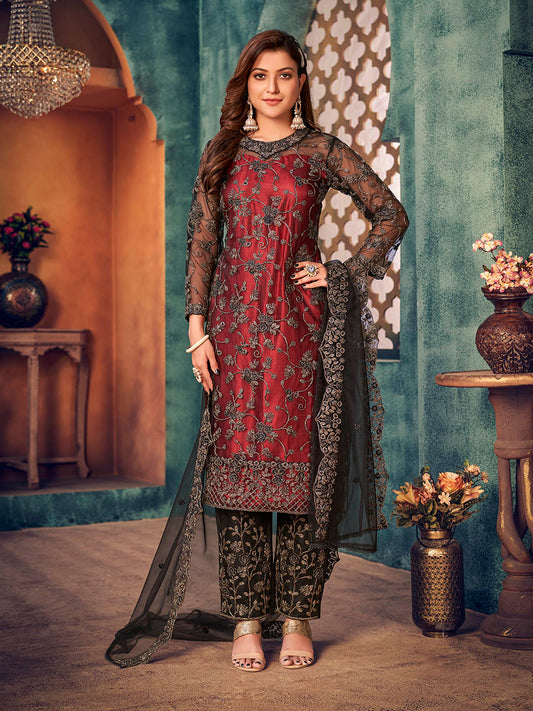 Black Heavy Embroidered Pant Style Suit