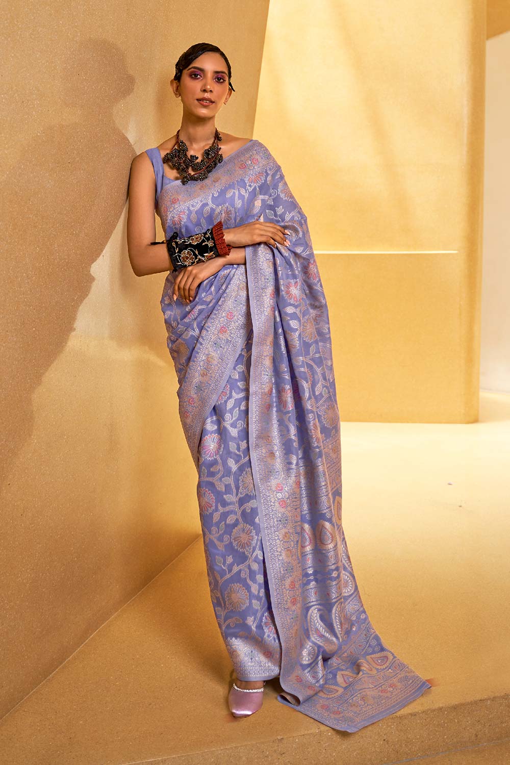 Kitasha Lavender Cotton Chikankari Saree