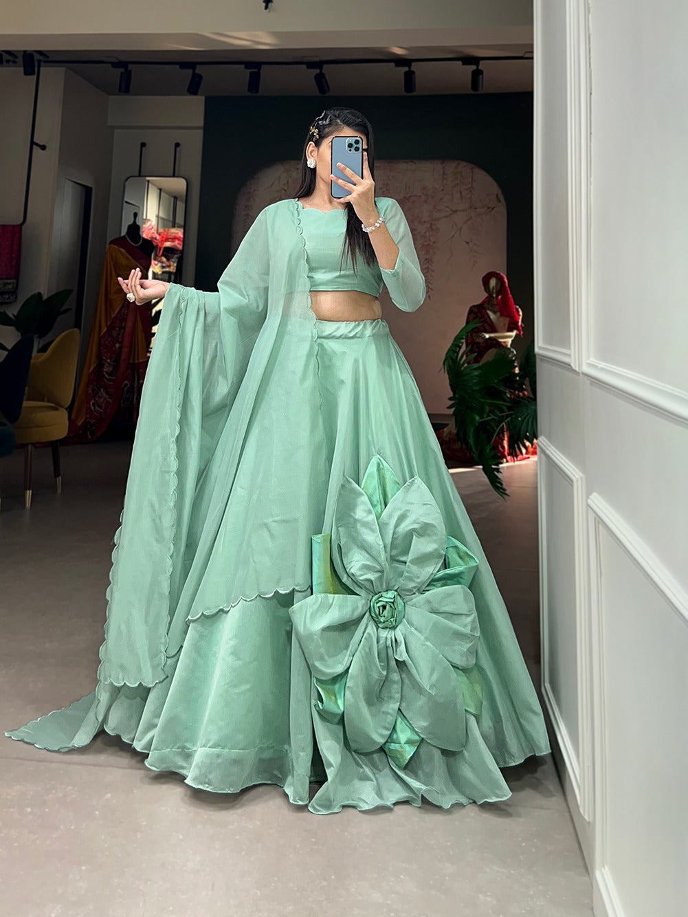 Prettiest Rajwadi Chanderi Silk Work Lehenga Choli