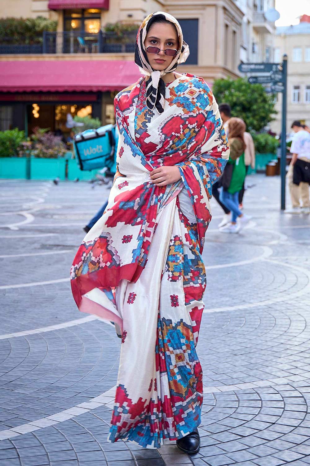 Kriss Multi-Color Floral One Minute Saree