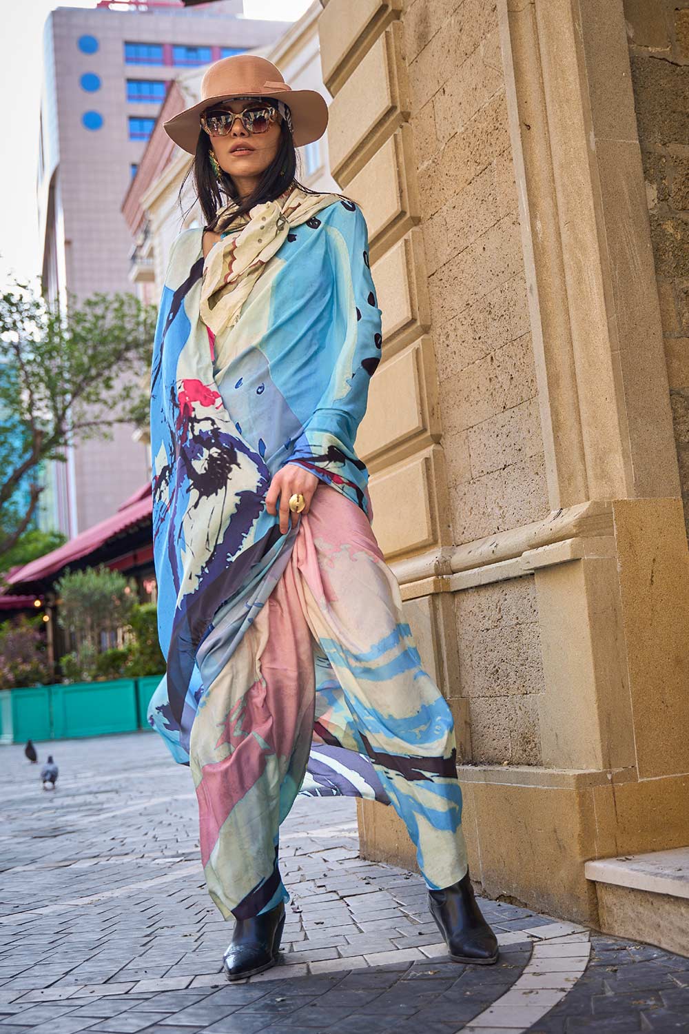 Kriss Multi-Color Floral One Minute Saree