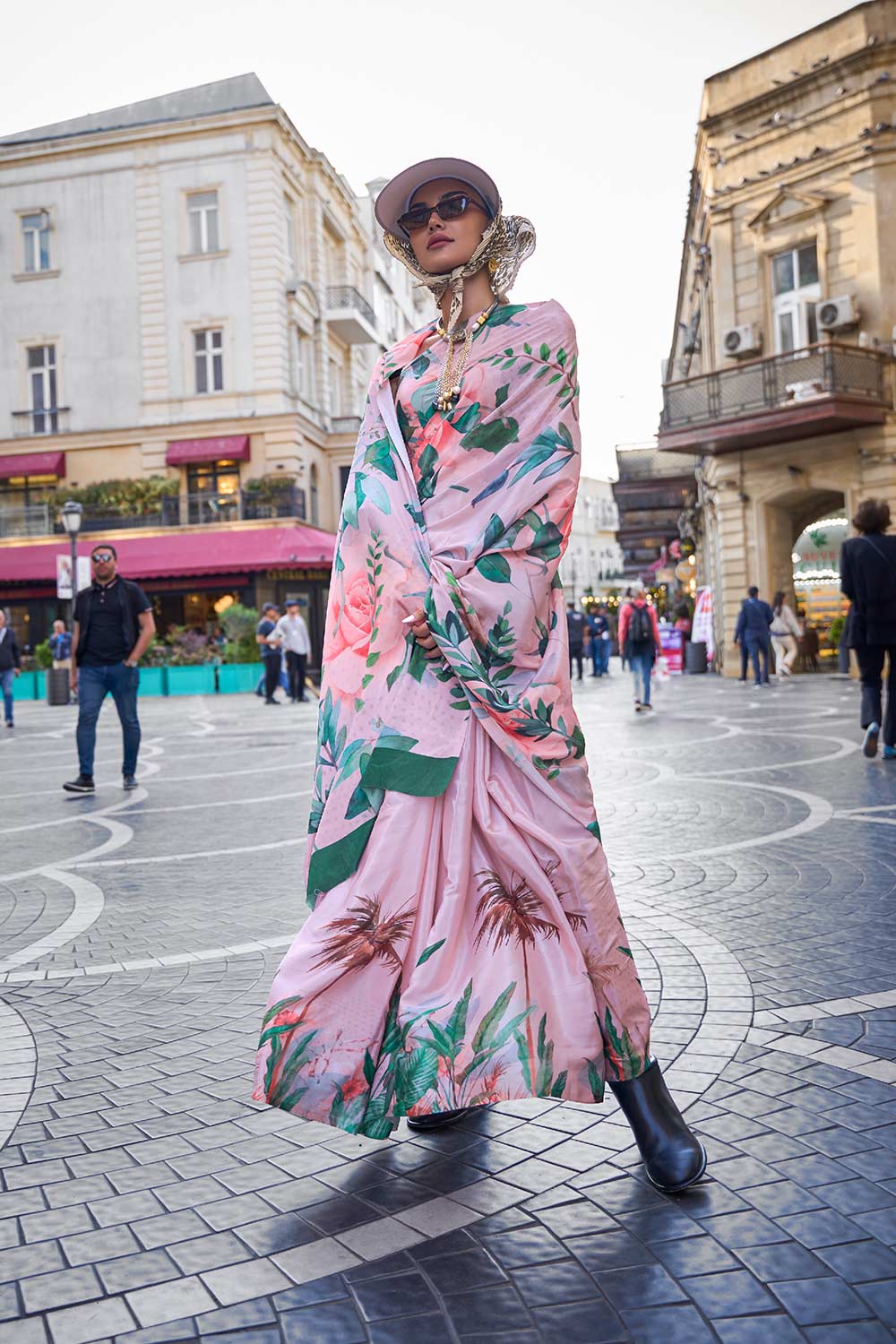 Kriss Multi-Color Floral One Minute Saree