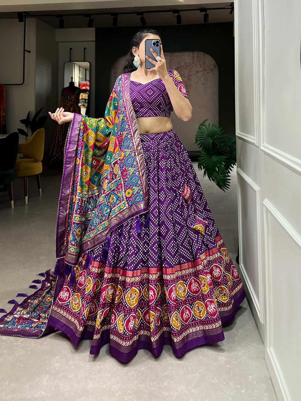 Attractive Bandhej Patola Printed Work lehenga Choli
