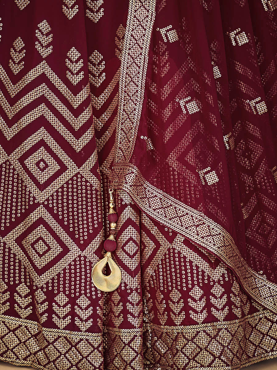 Maroon Georgette Real Georgette Lehenga Choli