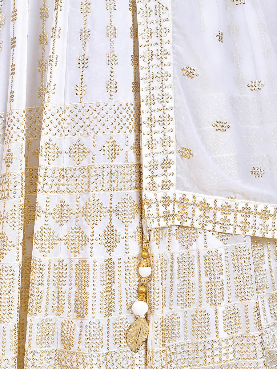 सफ़ेद जॉर्जेट रियल जॉर्जेट लहंगा चोली