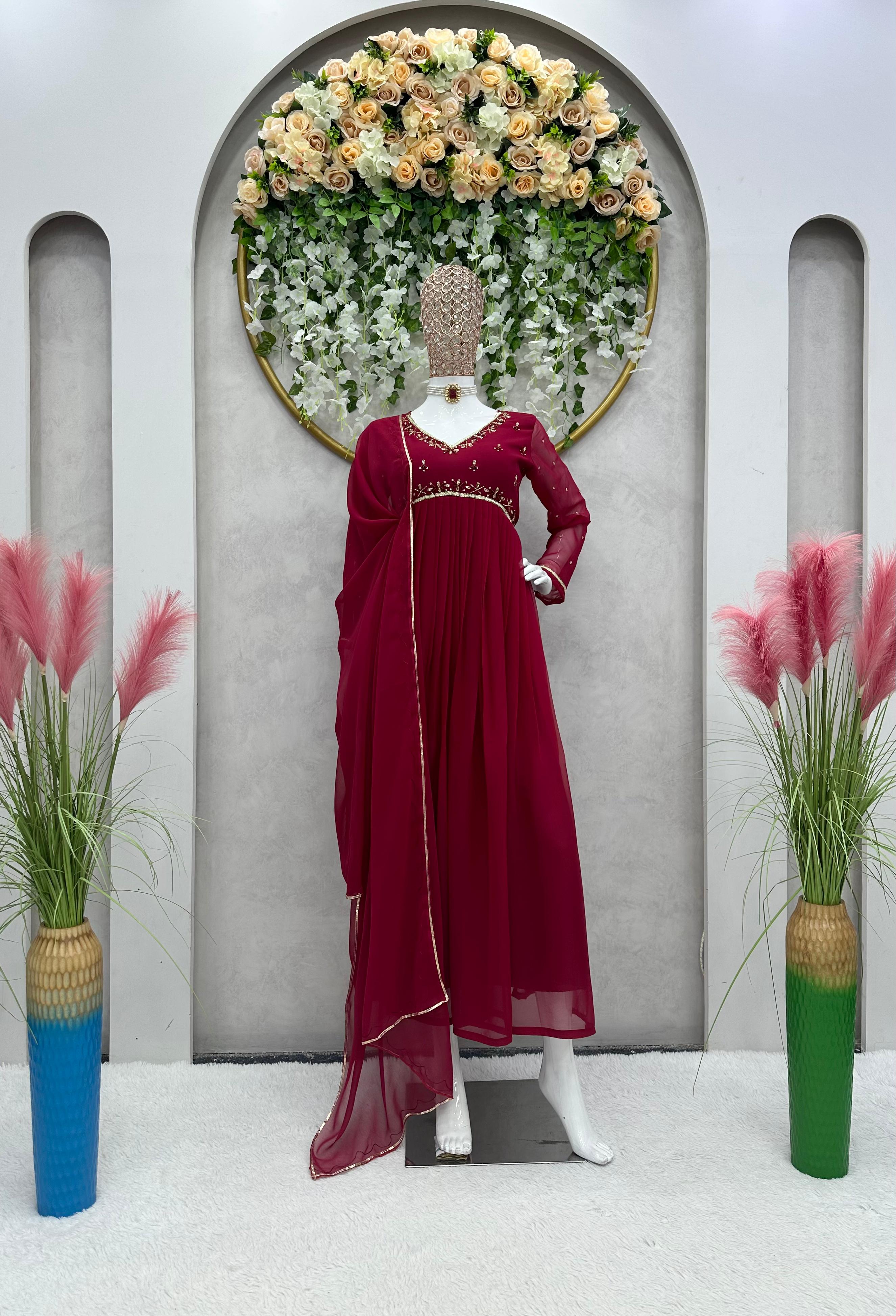 Beautiful Designer Georgette Work Gown