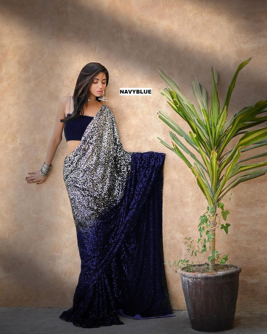 Partywear Bollywood Style Georgette Sequence Work Saree