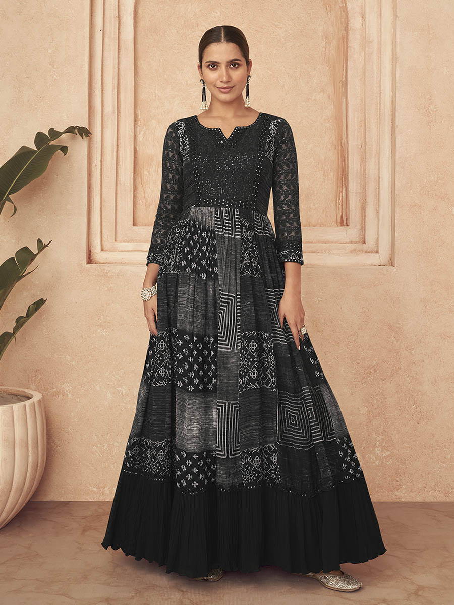 Black Real Georgette Designer salwar kameez