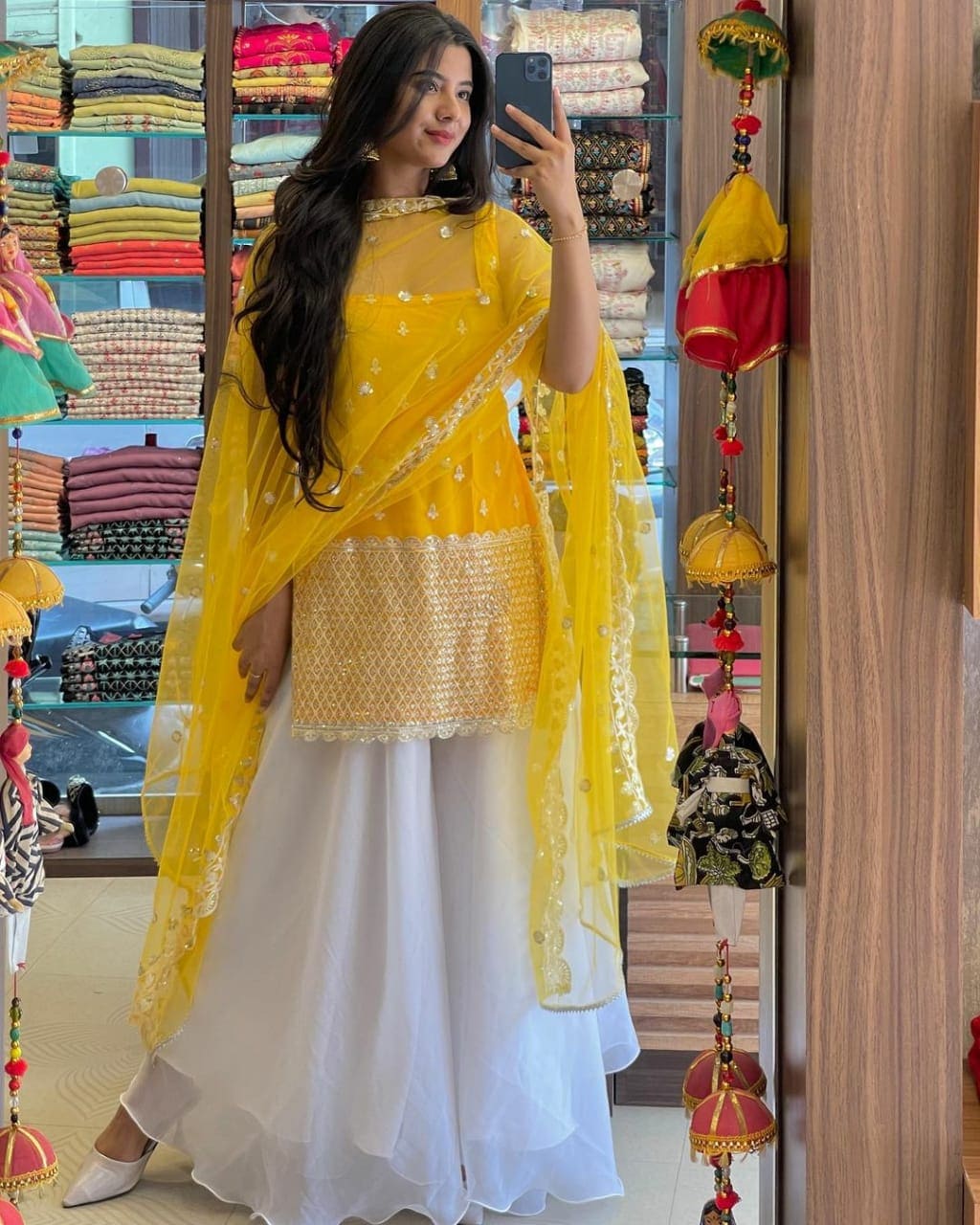 Yellow Sleeveless Anarkali Suit Sleeveless-sequins-work-yellow