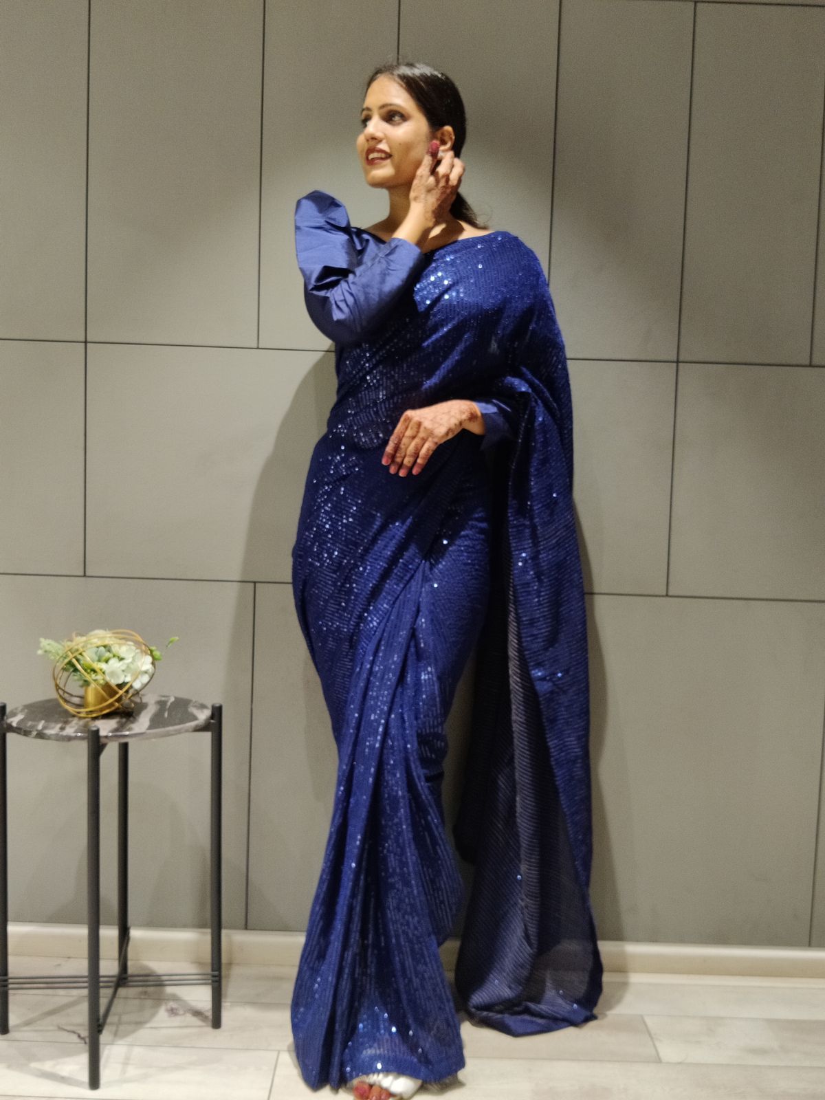 Ready to wear Georgette Saree with Heavy Sequence Work