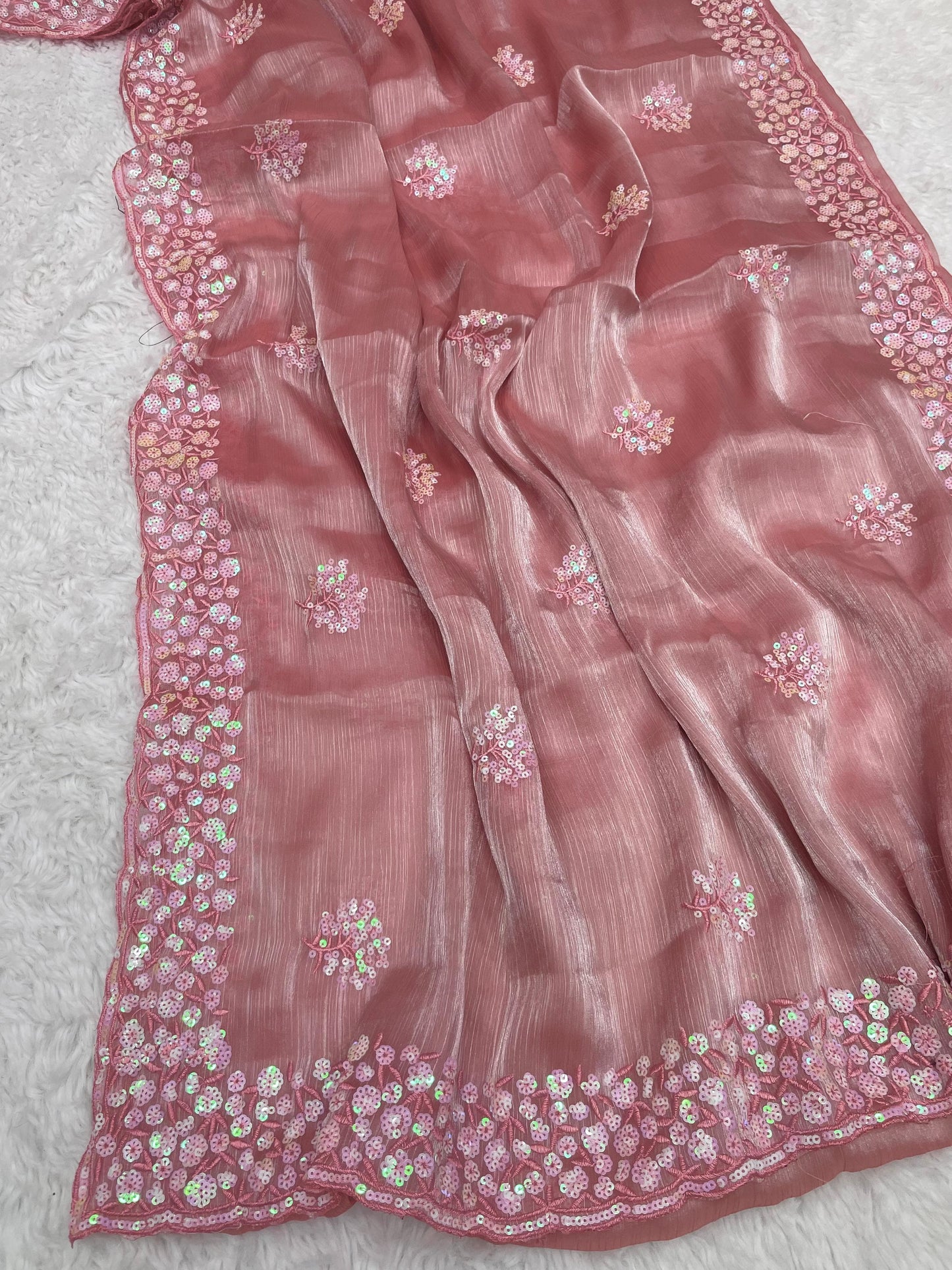 Trending Jimmy Choo Saree Embroidery Sequence Work Saree