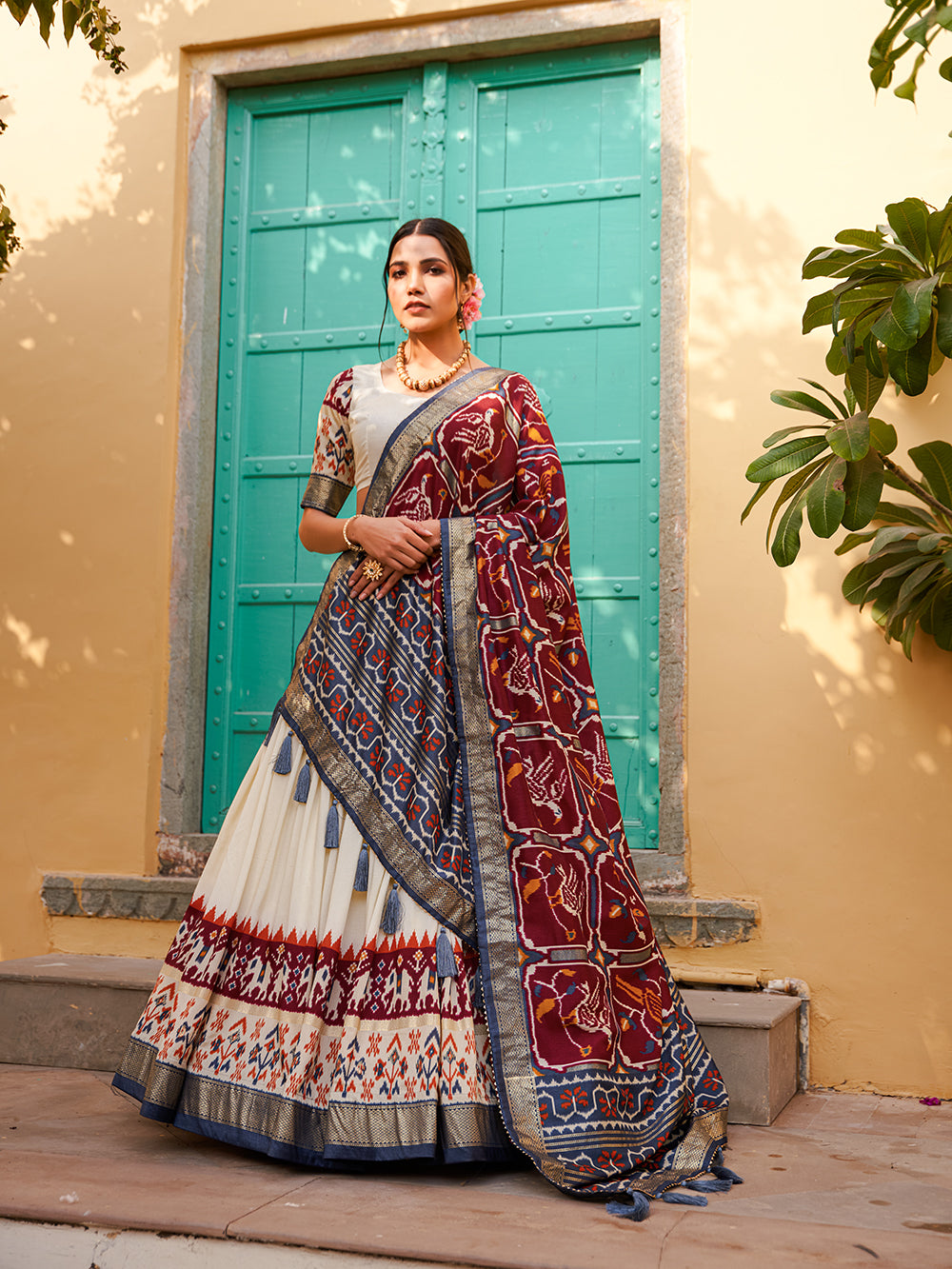 Maroon Color Patola Print With Foil Print Tussar Silk Lehenga Choli