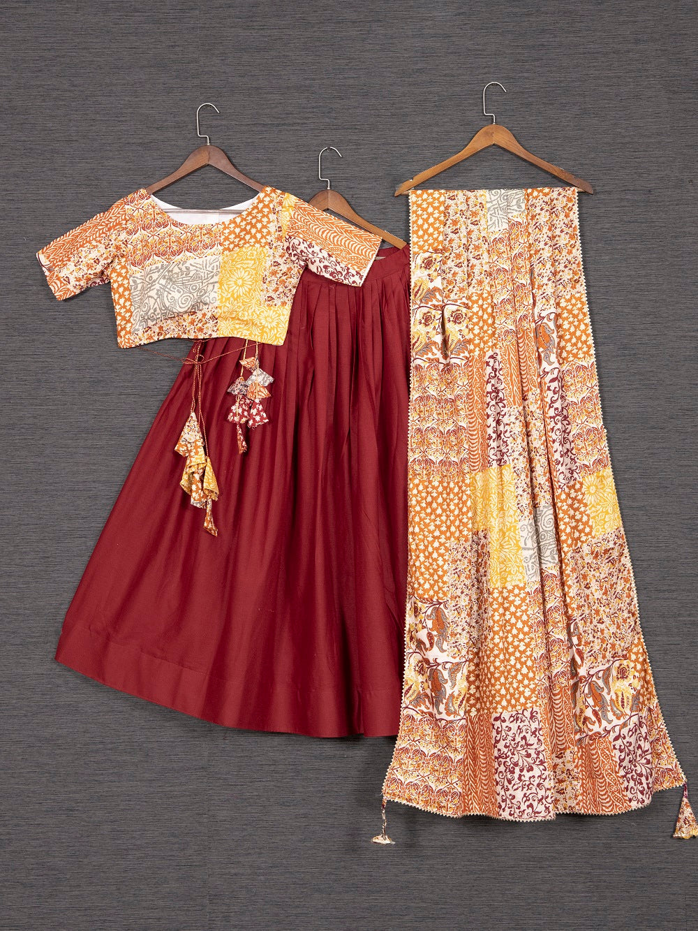 Maroon Color Pure Cotton Chaniya Choli Set