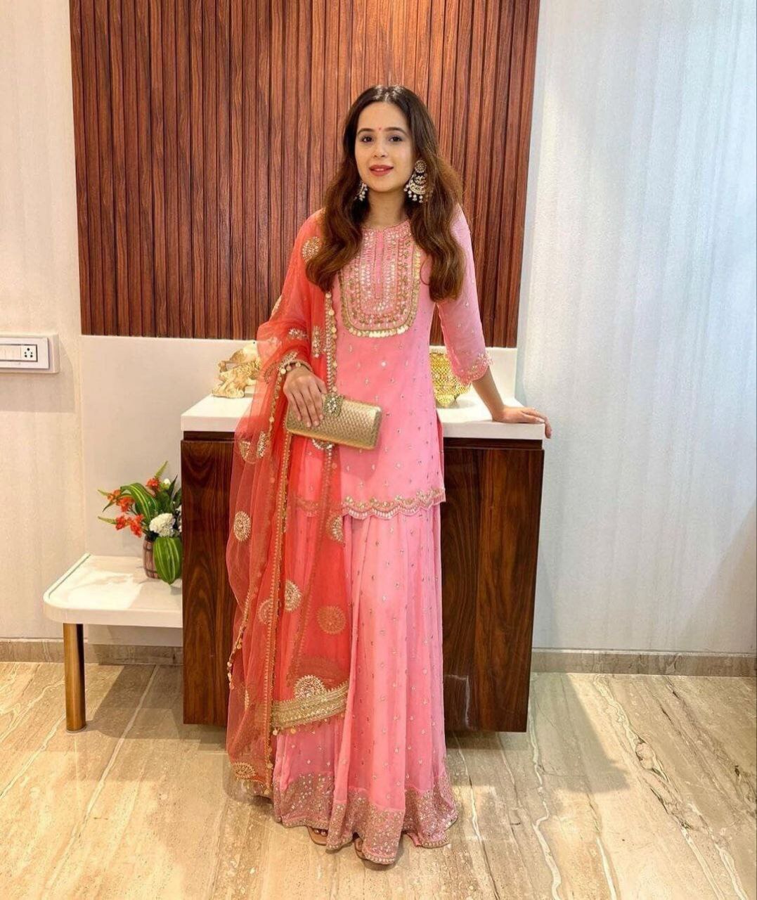 pink-color-elegant-embroidered-fox-georgette-sharara-set-dress-to-impress –  Desilook Lifestyle