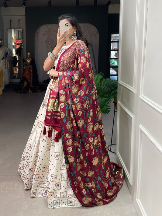 Square Design Sequins And Thread Embroidery Work Khadi Cotton Traditional lehenga Choli