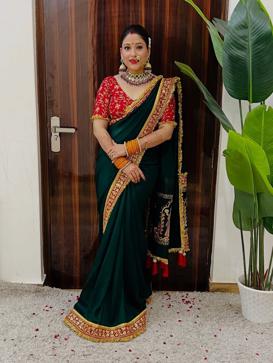Wedding Special green Gold Panetar Saree With Blouse