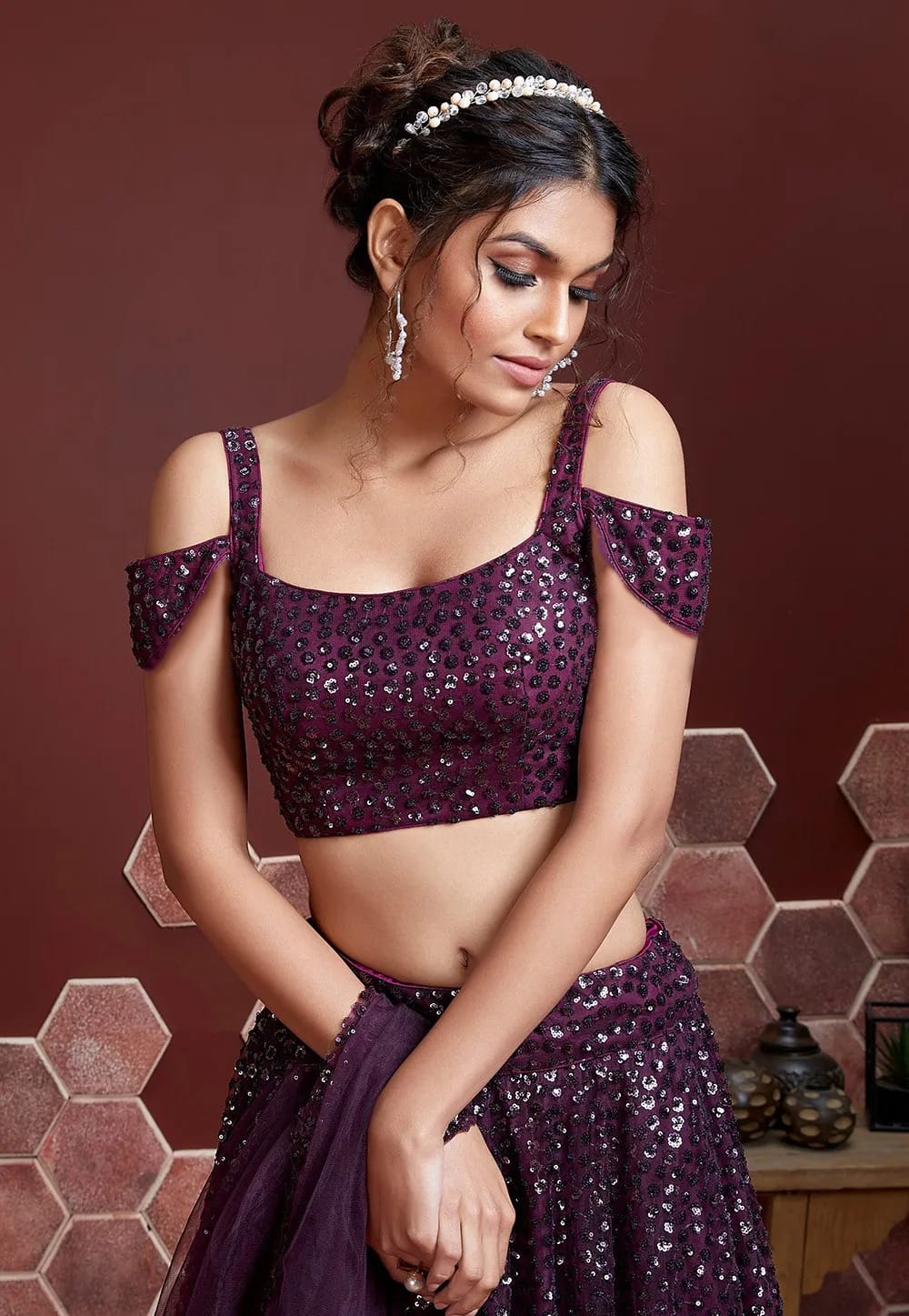 Purple Color Heavy Soft Net Heavy Embroidery Sequins Work Lehenga Choli