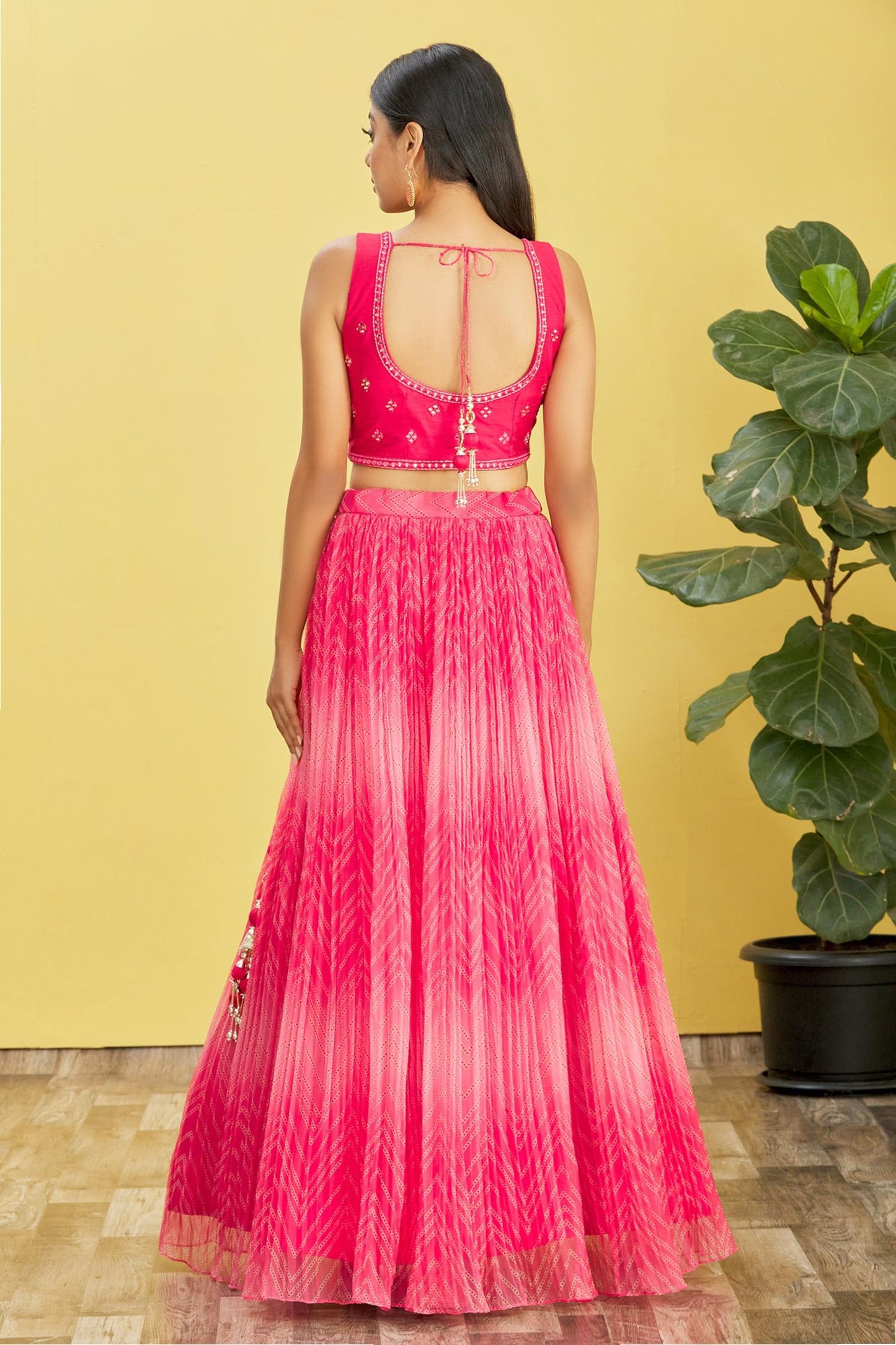 Pink Color ORGANZA Real Mirror with Thread, Zari, Sequins Embroidered And Digital Print Work Lehenga Choli