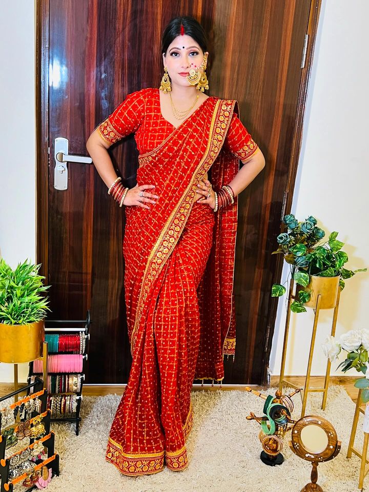 RED COLOUR SPECIAL SAUBHAGYAVATI BHAVA SAREE