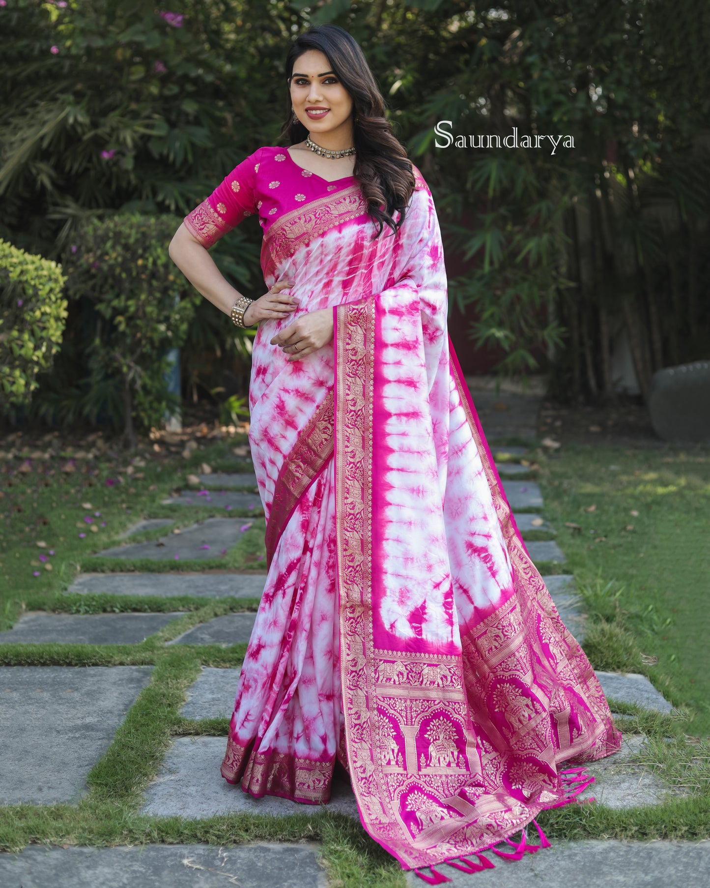 Pink Color New Premium And High Quality,Comfortable Sibori Work With Soft Dola Silk
