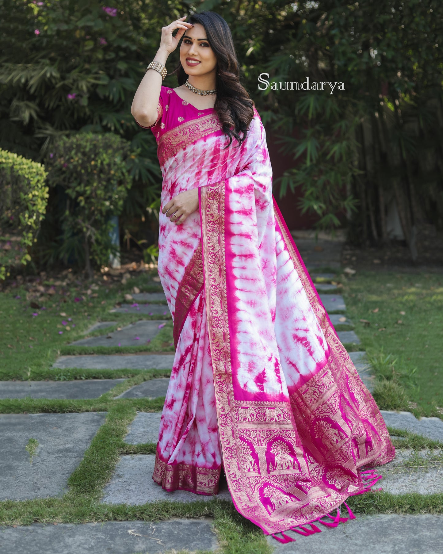 Pink Color New Premium And High Quality,Comfortable Sibori Work With Soft Dola Silk