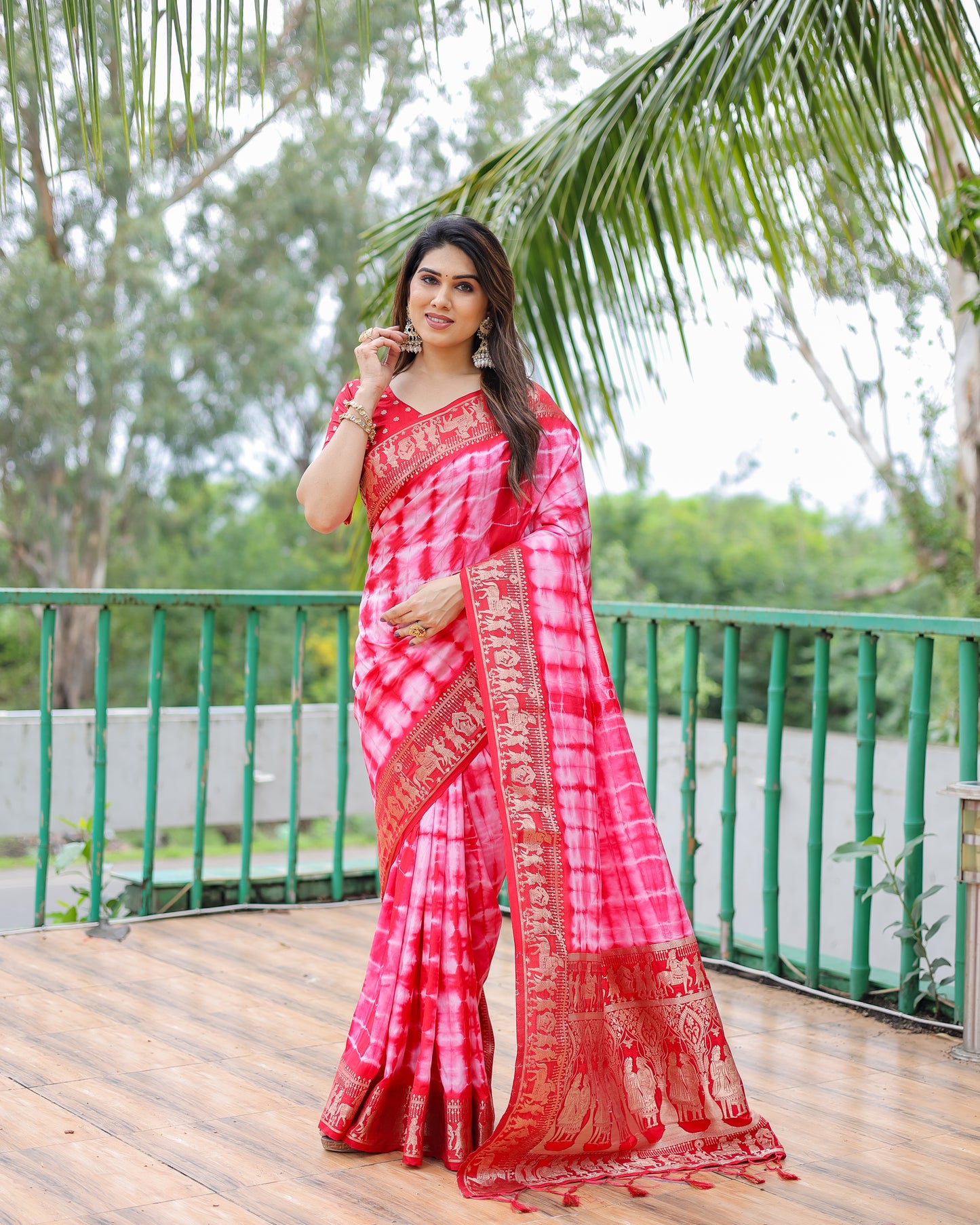 Pink Color Premium And High Quality,Comfortable Sibori Work With Soft Dola Silk Saree