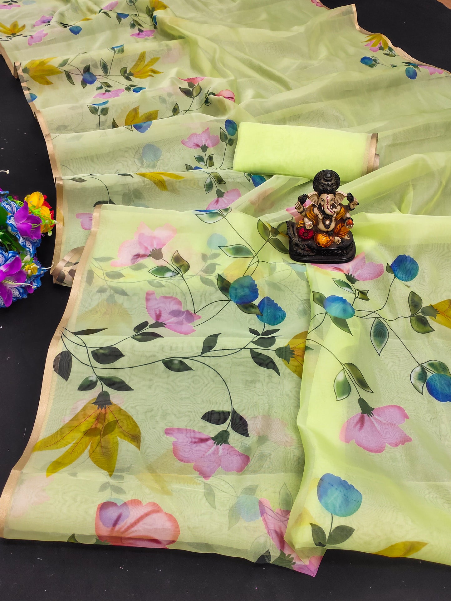 Pista color Traditional And Classic With Best Quality Organza Digital Print