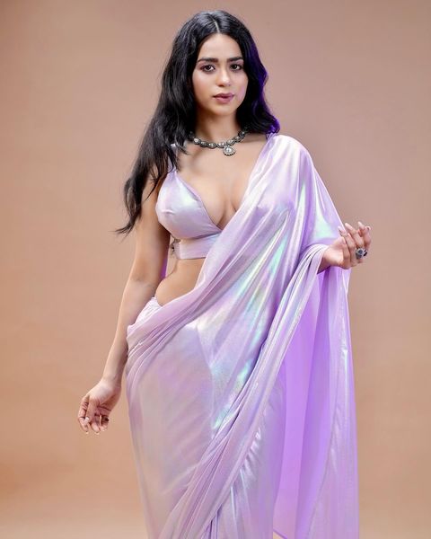 Premium Lilac Chromatic Designer Saree pretty purple