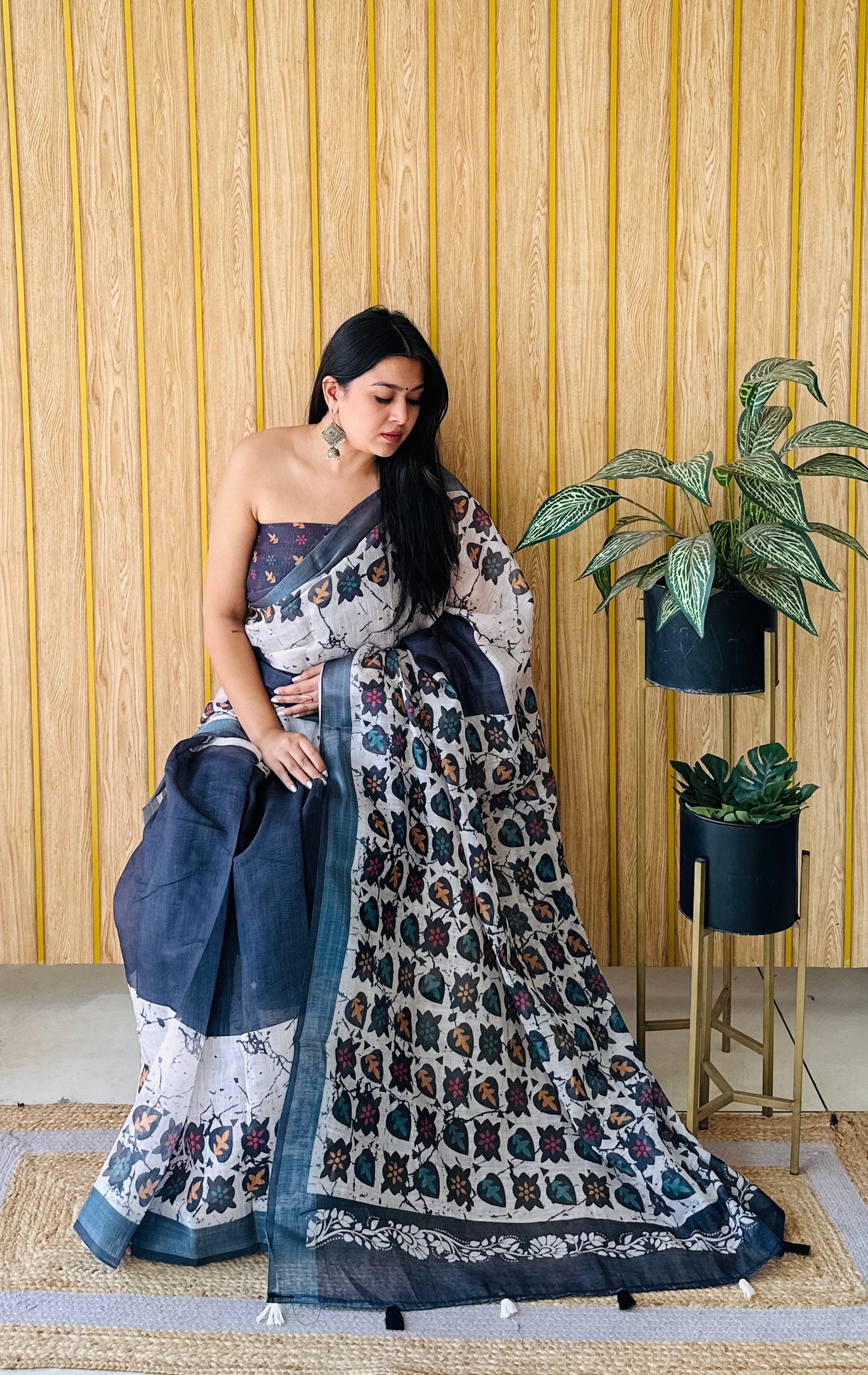 Multi Color Soft Linen Cotton Digital Print Saree Very Premium And Rich Quality