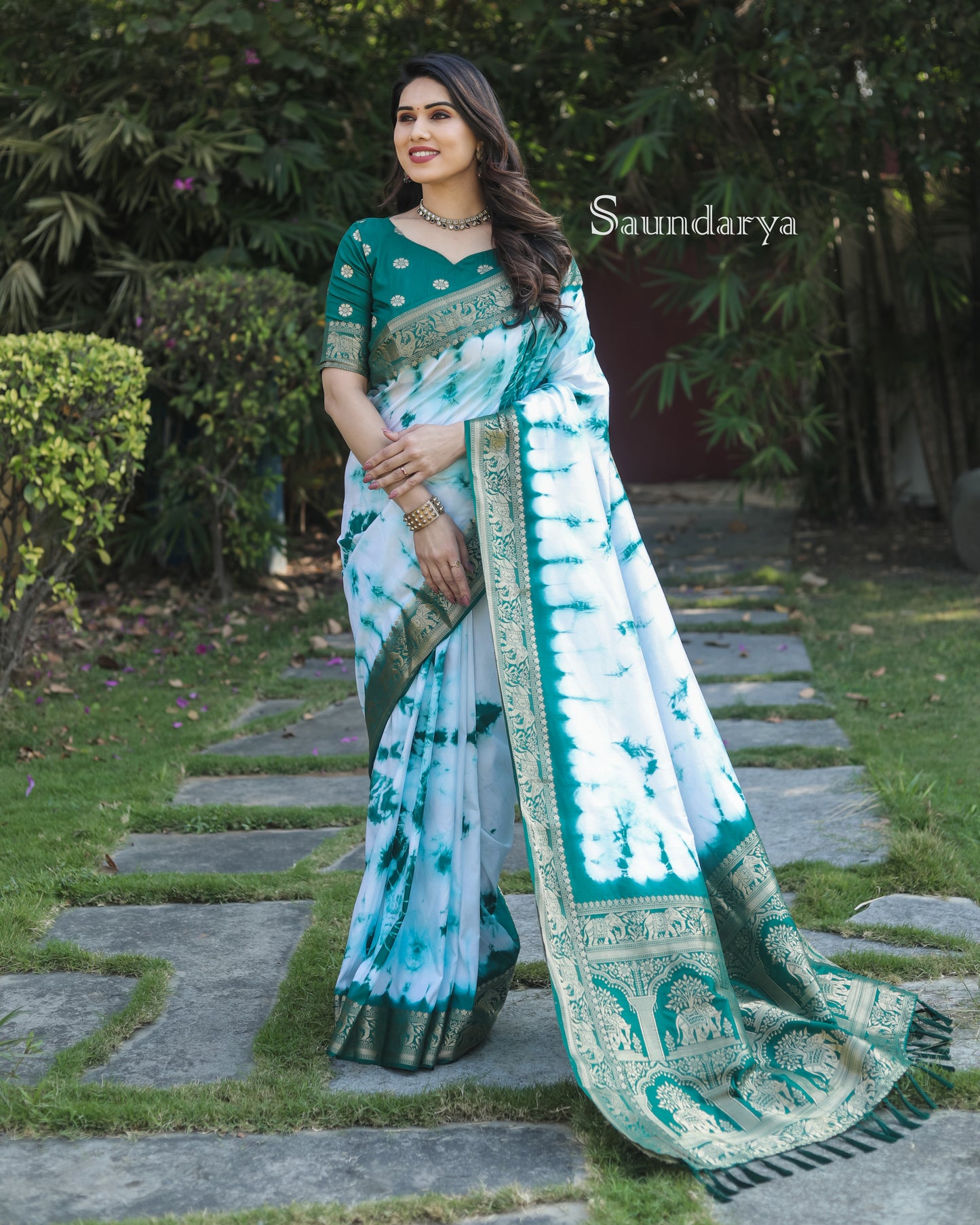 Green Color New Premium And High Quality,Comfortable Sibori Work With Soft Dola Silk