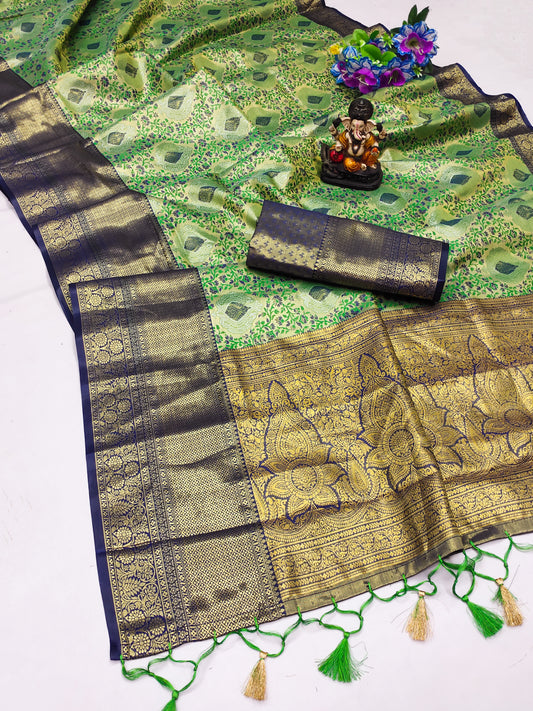 Green Draupadi Kanjivaram silk sarees And silky utter smooth and awesome feel