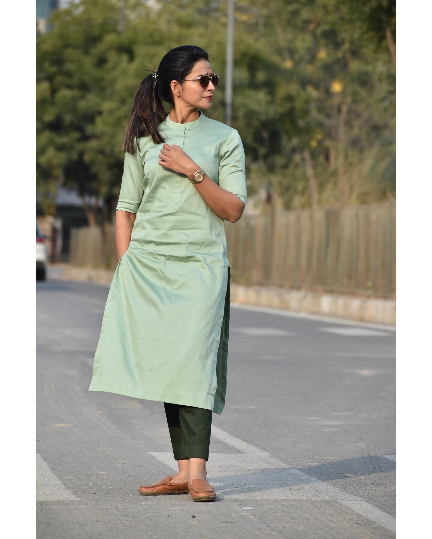 Silk Kurta Set For Indian Party Wear - Silk Straight Kurta Pant Set - Indian Kurta For Women -