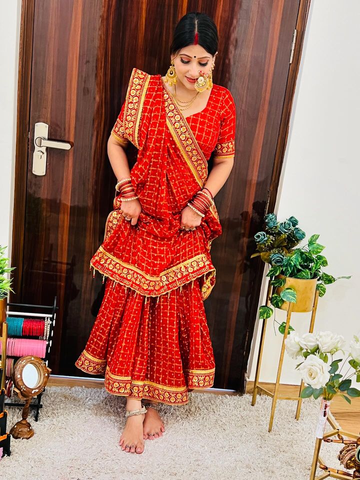 RED COLOUR SPECIAL SAUBHAGYAVATI BHAVA SAREE