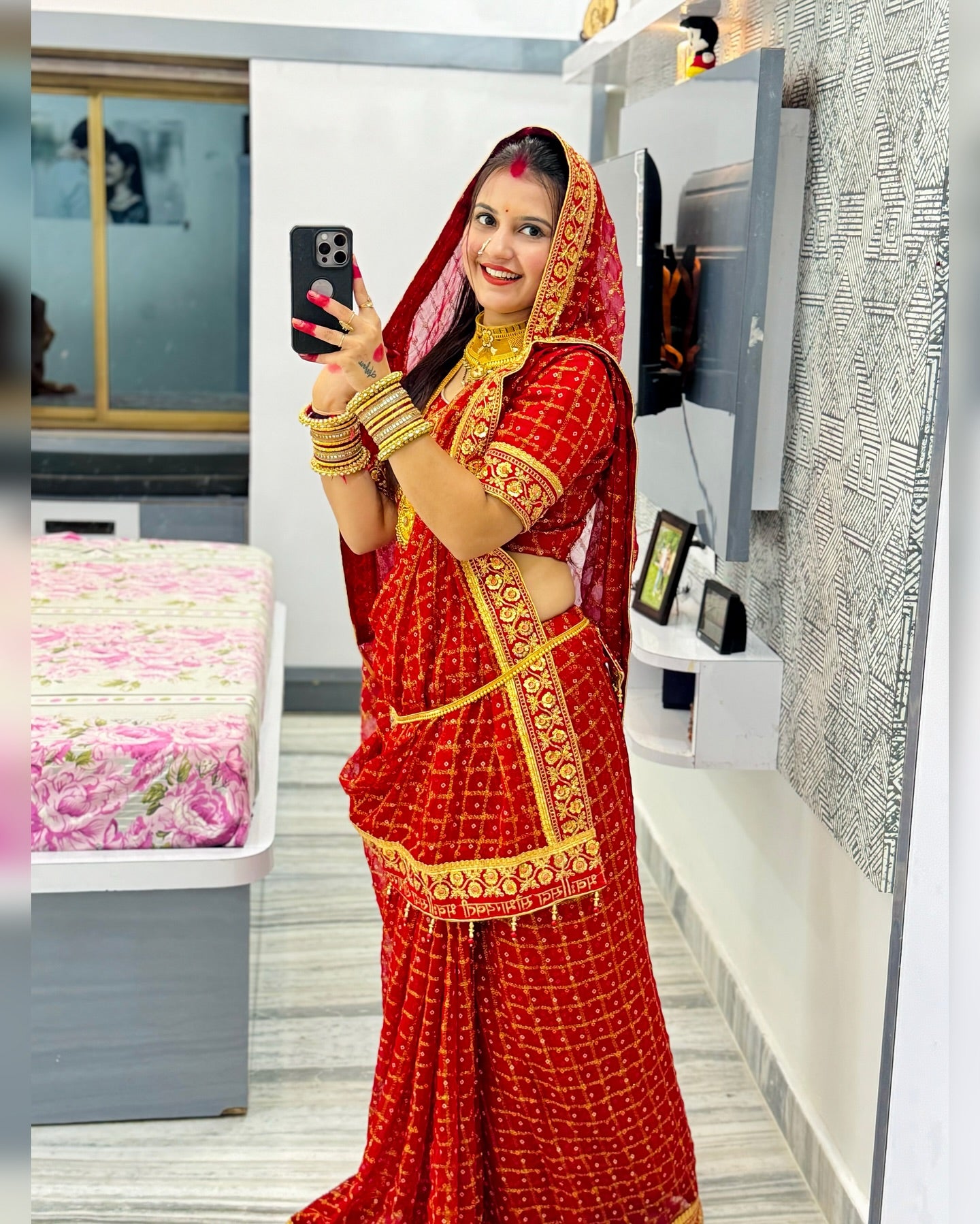 RED COLOUR SPECIAL SAUBHAGYAVATI BHAVA SAREE