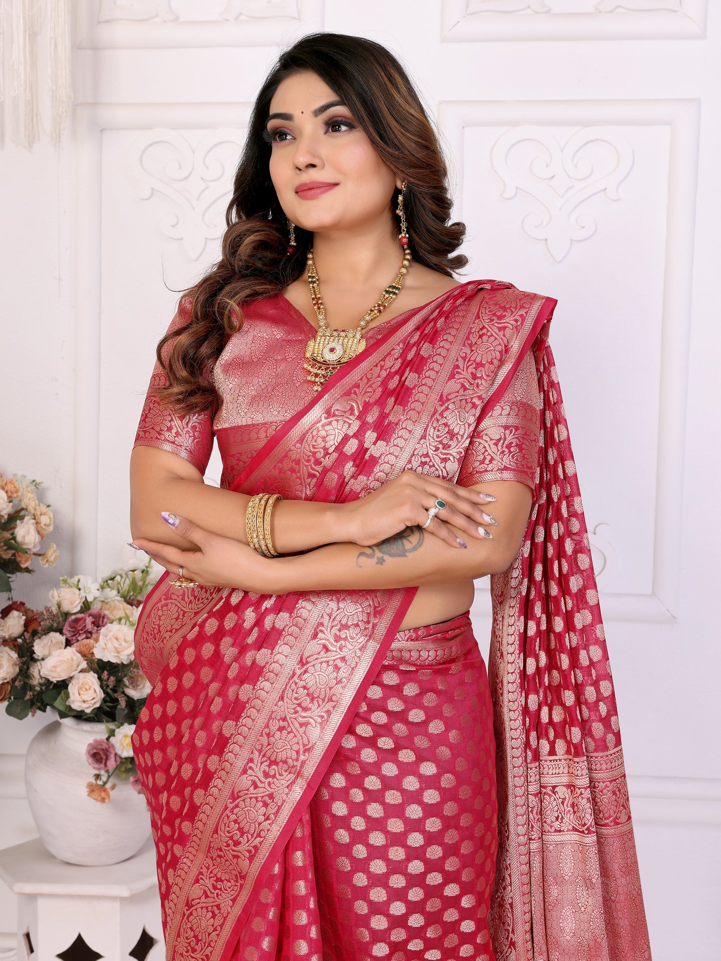 Red Color Premium Superior Soft Organza Silk Banarasi Saree