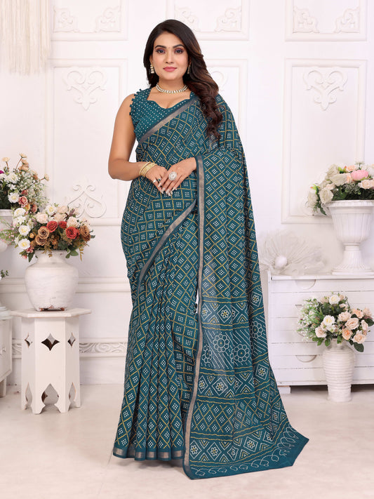 चैती अंबा शुद्ध पटोला और बंधेज पैटर्न नरम सूती हल्के वजन की साड़ी