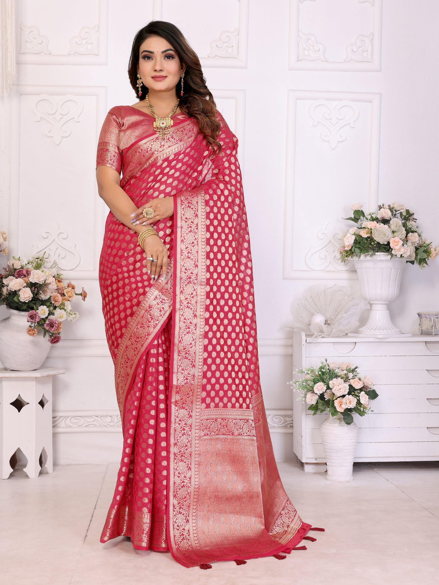 Red Color Premium Superior Soft Organza Silk Banarasi Saree