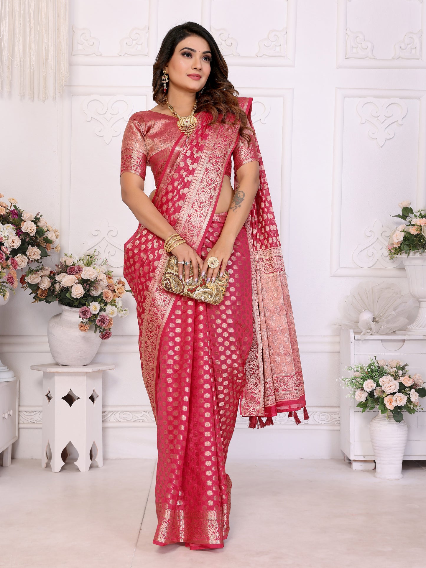 Red Color Premium Superior Soft Organza Silk Banarasi Saree