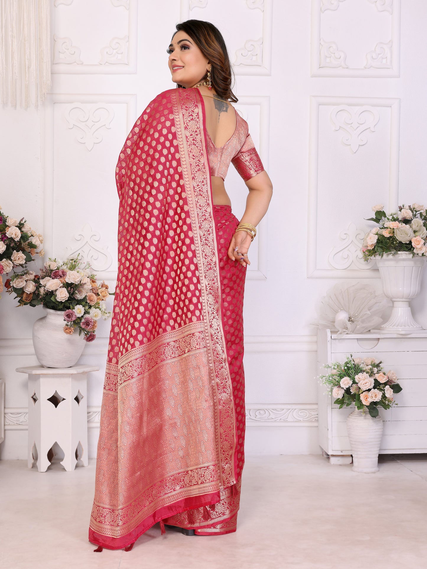 Red Color Premium Superior Soft Organza Silk Banarasi Saree