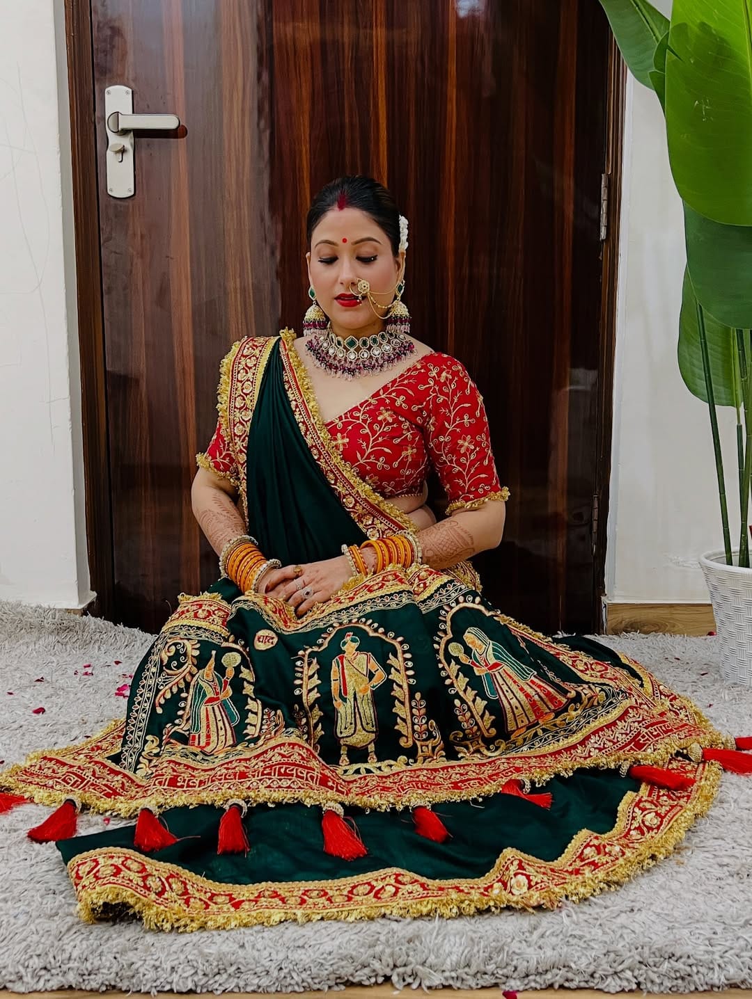 Wedding Special green Gold Panetar Saree With Blouse