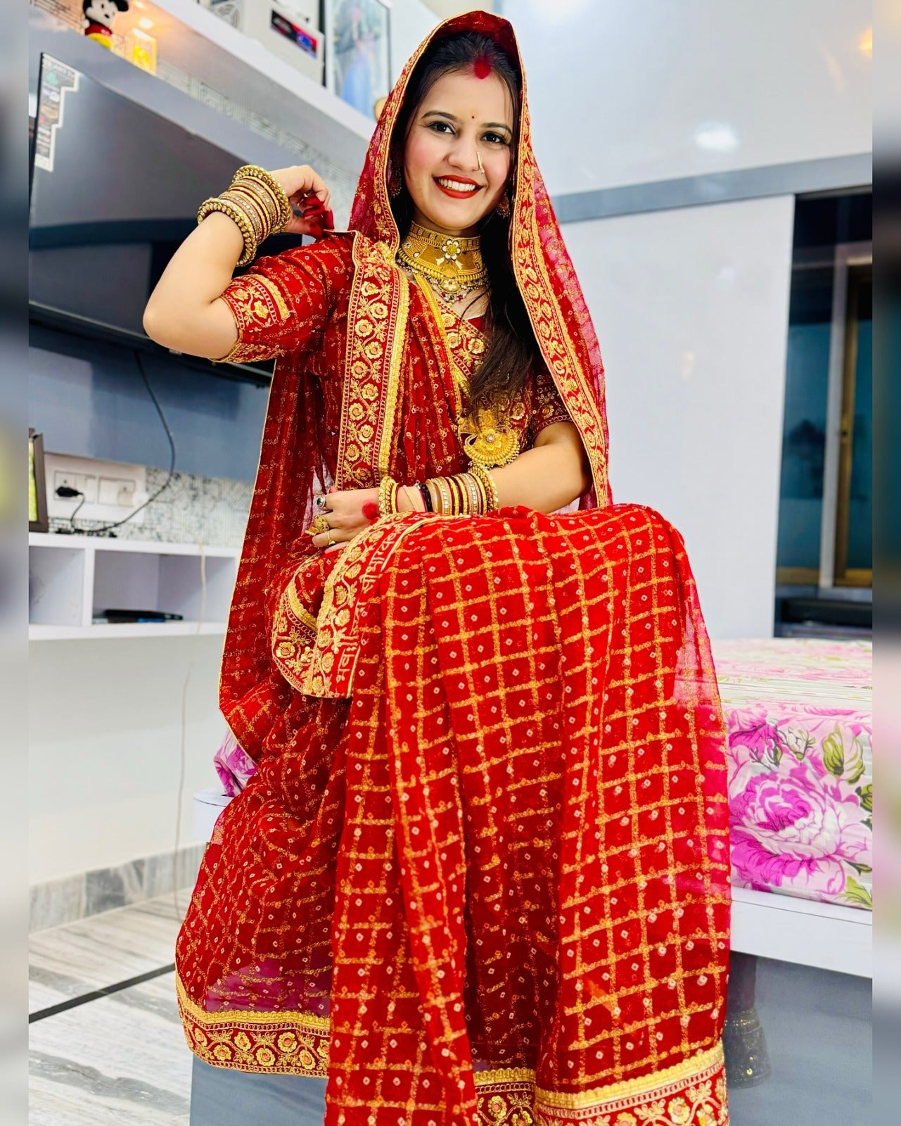 RED COLOUR SPECIAL SAUBHAGYAVATI BHAVA SAREE