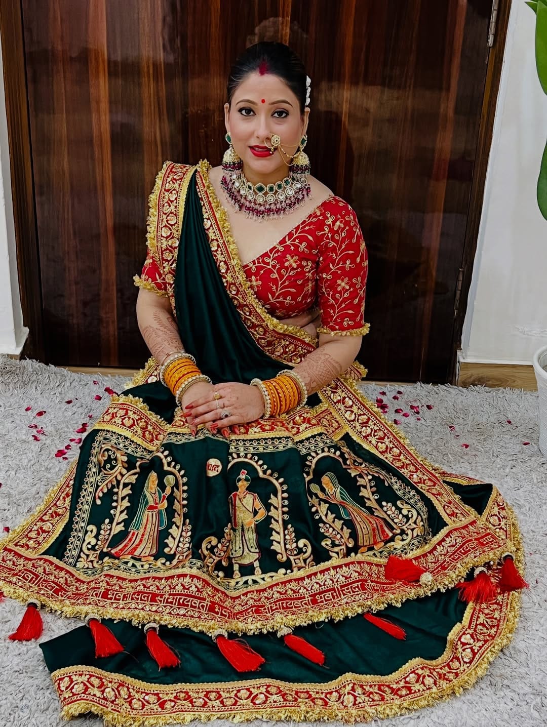 Wedding Special green Gold Panetar Saree With Blouse