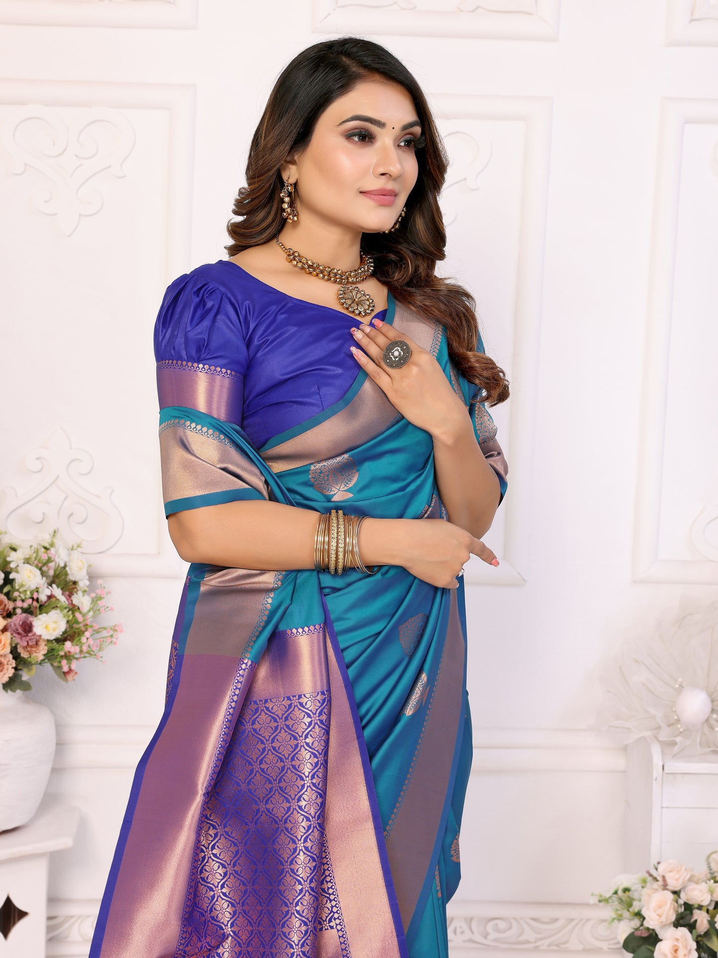 Sky Color Presenting Super Pretty And Beautiful Premium Lichi Soft Silk Saree